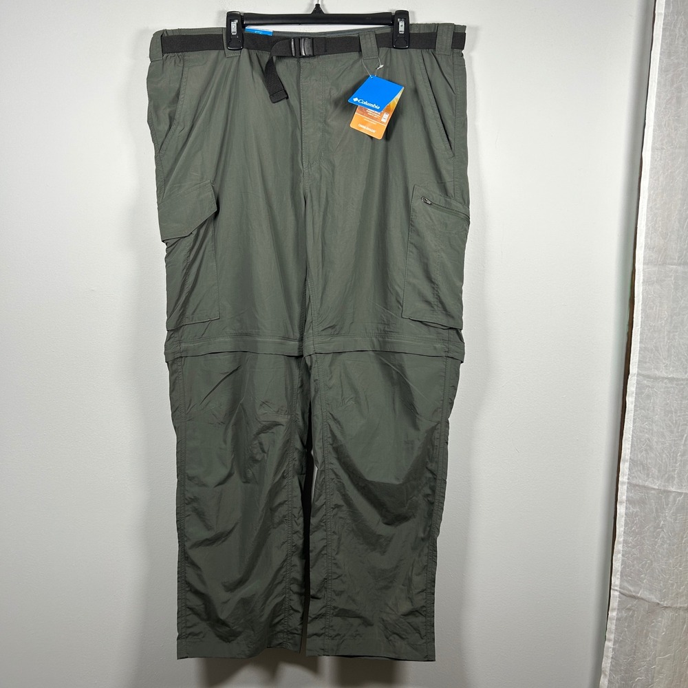 Columbia Sliver Ridge Convertible Cargo Pants Men 42x32 Green Omni-Shade Hiking